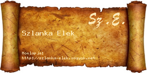 Szlanka Elek névjegykártya